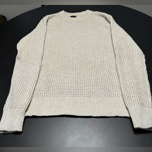 J Crew Waffle Knit Crewneck Sweater in Oatmeal